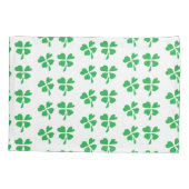 白に緑の離れクローバーの模様 枕カバー (裏面)