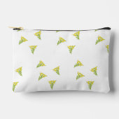 白に緑の離れ花をつける アクセサリーポーチ (正面)