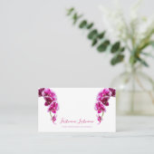 白に美しい紫のピンクの蘭の花！ 名刺 (スタンド正面)