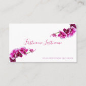 白に美しい紫のピンクの蘭の花！ 名刺 (正面)