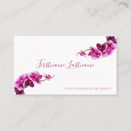 白に美しい紫のピンクの蘭の花！ 名刺