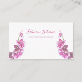 白に美しい紫のピンクの蘭の花！ 名刺
