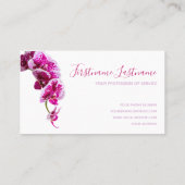 白に美しい紫のピンクの蘭の花！busi 名刺 (裏面)