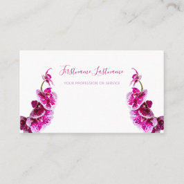 白に美しい紫のピンクの蘭の花！busi 名刺