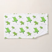 白に美しい緑のウミガメ バスタオルセット (ハンドタオル)