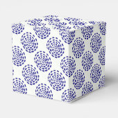 白に藍色ストライプのの濃い青の丸の模様 フェイバーボックス (裏面サイド)