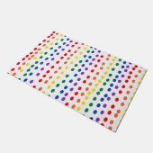 白に虹のキャンディドット ドアマット (アングル)