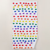 白に虹のキャンディドット ビーチタオル (正面)