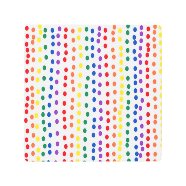 白に虹のキャンディドット メタルプリント (正面)