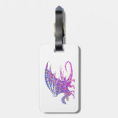 白に見事な紫モザイクのドラゴン ラゲッジタグ (裏面縦)