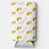 白に赤い文字のタコパターン スリム缶クーラー (正面)