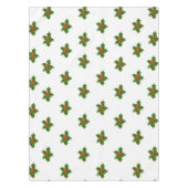 白に赤い果実が付いたクリスマスホリーパターン テーブルクロス (正面)