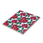 白に赤い花。 タイル (側面)