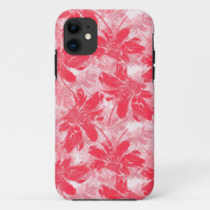 白に赤い花。 iPhone 11 ケース
