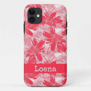 白に赤い花。 iPhone 11 ケース