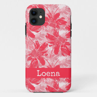 白に赤い花。 iPhone 11 ケース