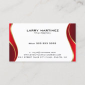 白に赤と金ゴールド縁どの波打ち 名刺 (裏面)