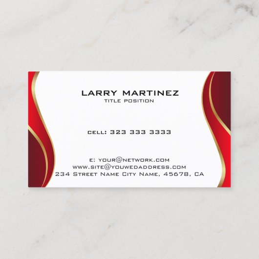 白に赤と金ゴールド縁どの波打ち 名刺 (裏面)