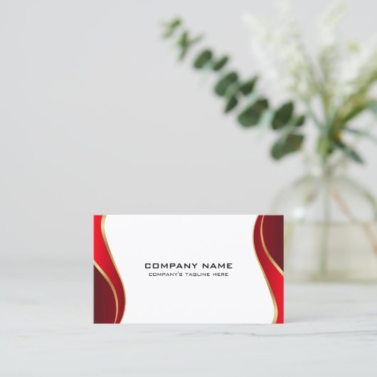 白に赤と金ゴールド縁どの波打ち 名刺 (スタンド正面)