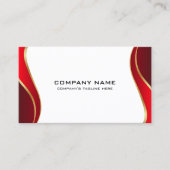 白に赤と金ゴールド縁どの波打ち 名刺 (正面)