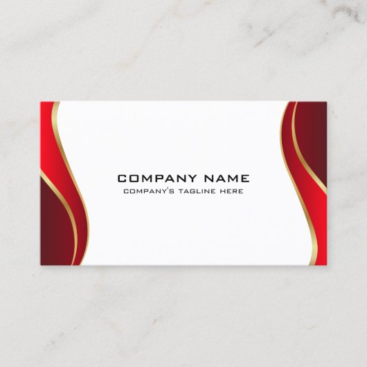 白に赤と金ゴールド縁どの波打ち 名刺 (正面)