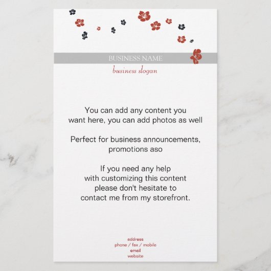 白に赤と黒の花エレガント チラシ (正面)