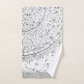 白に銀の星が輝く魅惑の曼荼羅 バスタオルセット (ハンドタオル)