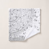 白に銀の星が輝く魅惑の曼荼羅 バスタオルセット (ウォッシュタオル)