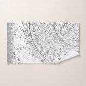 白に銀の星が輝く魅惑の曼荼羅 バスタオルセット (ハンドタオル)