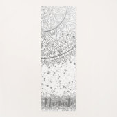 白に銀の星が輝く魅惑の曼荼羅 ヨガマット (正面)