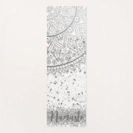白に銀の星が輝く魅惑の曼荼羅 ヨガマット