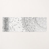 白に銀の星が輝く魅惑の曼荼羅 ヨガマット (正面(横))