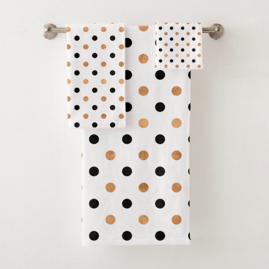 白に銅と黒のドット模様 バスタオルセット (インサイチュ)
