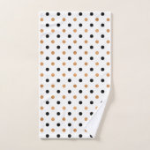 白に銅と黒のドット模様 バスタオルセット (ハンドタオル)