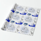 白に雪を降らすブルー&シルバー | ラッピングペーパー (アンロールド)