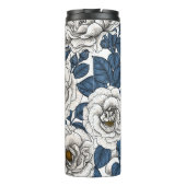 白に青いバラ葉の花 タンブラー (裏面)