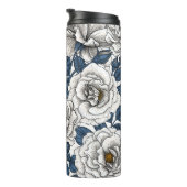 白に青いバラ葉の花 タンブラー (回転右)