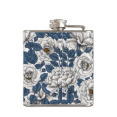 白に青いバラ葉の花 フラスク (裏面)