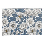 白に青いバラ葉の花 枕カバー (正面右)