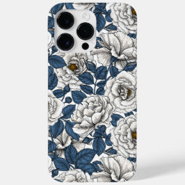 白に青いバラ葉の花 Case-Mate iPhone 14 PRO MAXケース