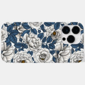白に青いバラ葉の花 Case-Mate iPhoneケース (裏面 (横))