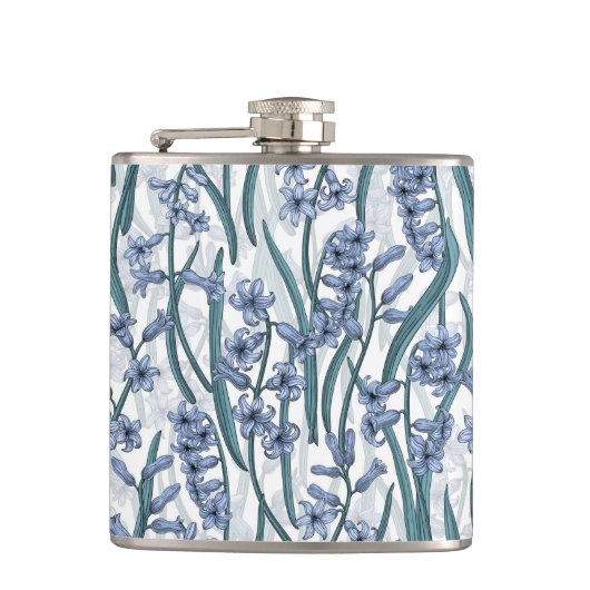 白に青いヒヤシンスの花 フラスク (正面)