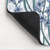 白に青いヒヤシンスの花 マウスパッド (コーナー)