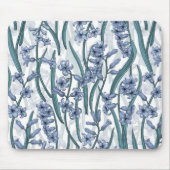 白に青いヒヤシンスの花 マウスパッド (正面)