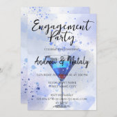 白に青いマルティニのカクテル 招待状 (正面/裏面)