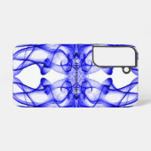 白に青い煙のカスタム羽毛 SAMSUNG GALAXYケース (裏面横)