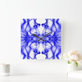 白に青い煙の羽毛 スクエア壁時計 (ホーム)