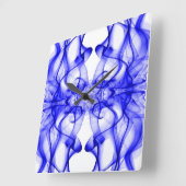 白に青い煙の羽毛 スクエア壁時計 (傾斜)