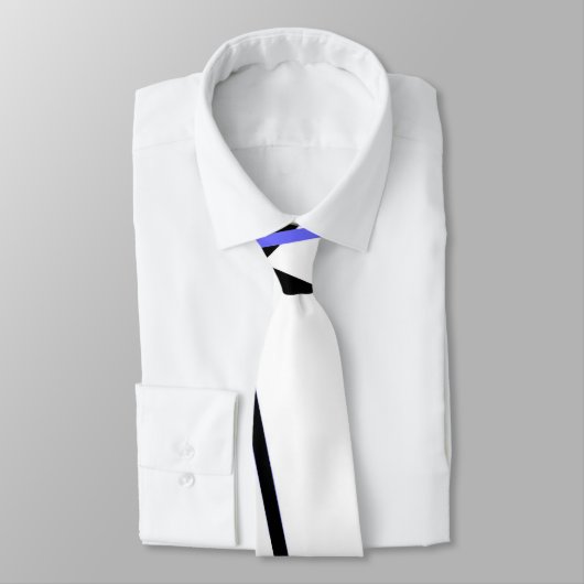 白に青と黒のストライプ十字 ネクタイ (タイ)