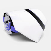 白に青と黒のストライプ十字 ネクタイ (ロール)